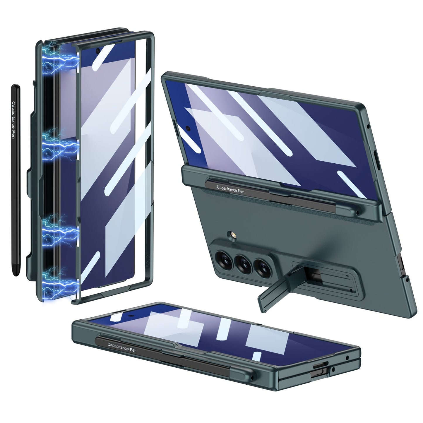 Magnetic Hinge Pen Slot Hidden Bracket All-included Case With Back Screen Protector For Galaxy Z Fold 7