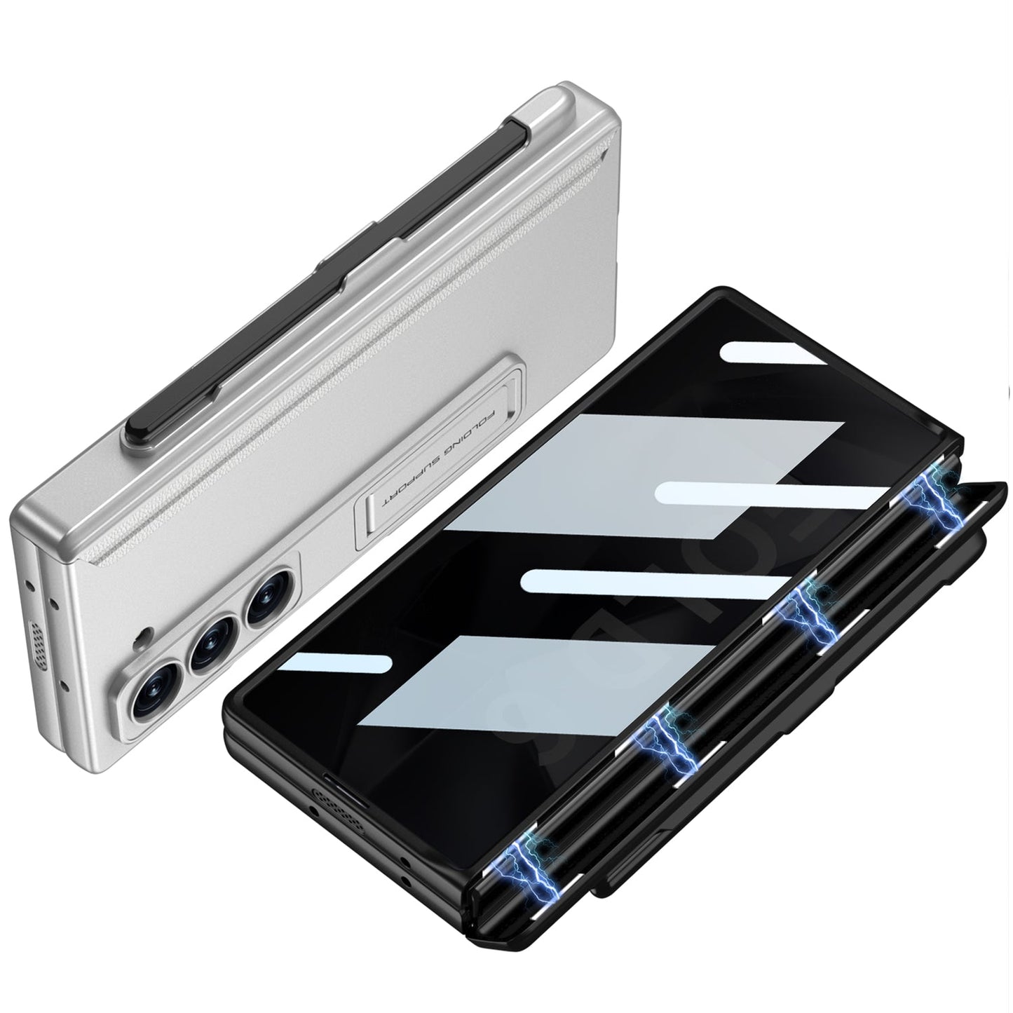 Magnetic Hinge Pen Slot Hidden Bracket All-included Case With Back Screen Protector For Galaxy Z Fold 7