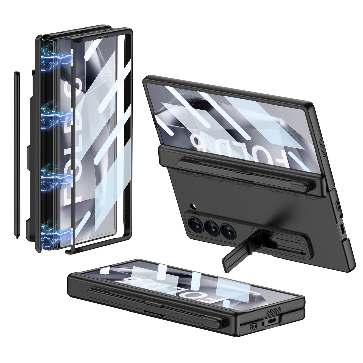 Magnetic Hinge Pen Slot Hidden Bracket All-included Case With Back Screen Protector For Galaxy Z Fold 7