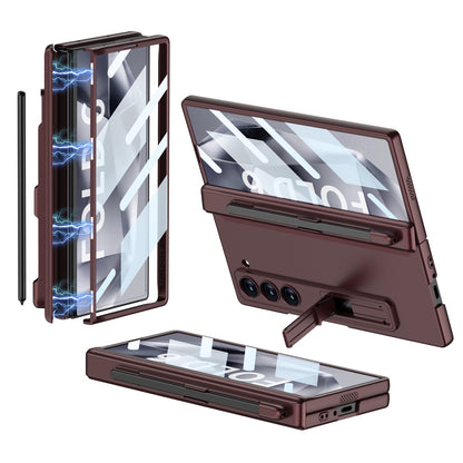 Magnetic Hinge Pen Slot Hidden Bracket All-included Case With Back Screen Protector For Galaxy Z Fold 7