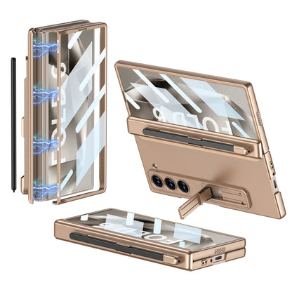 Magnetic Hinge Pen Slot Hidden Bracket All-included Case With Back Screen Protector For Galaxy Z Fold 7
