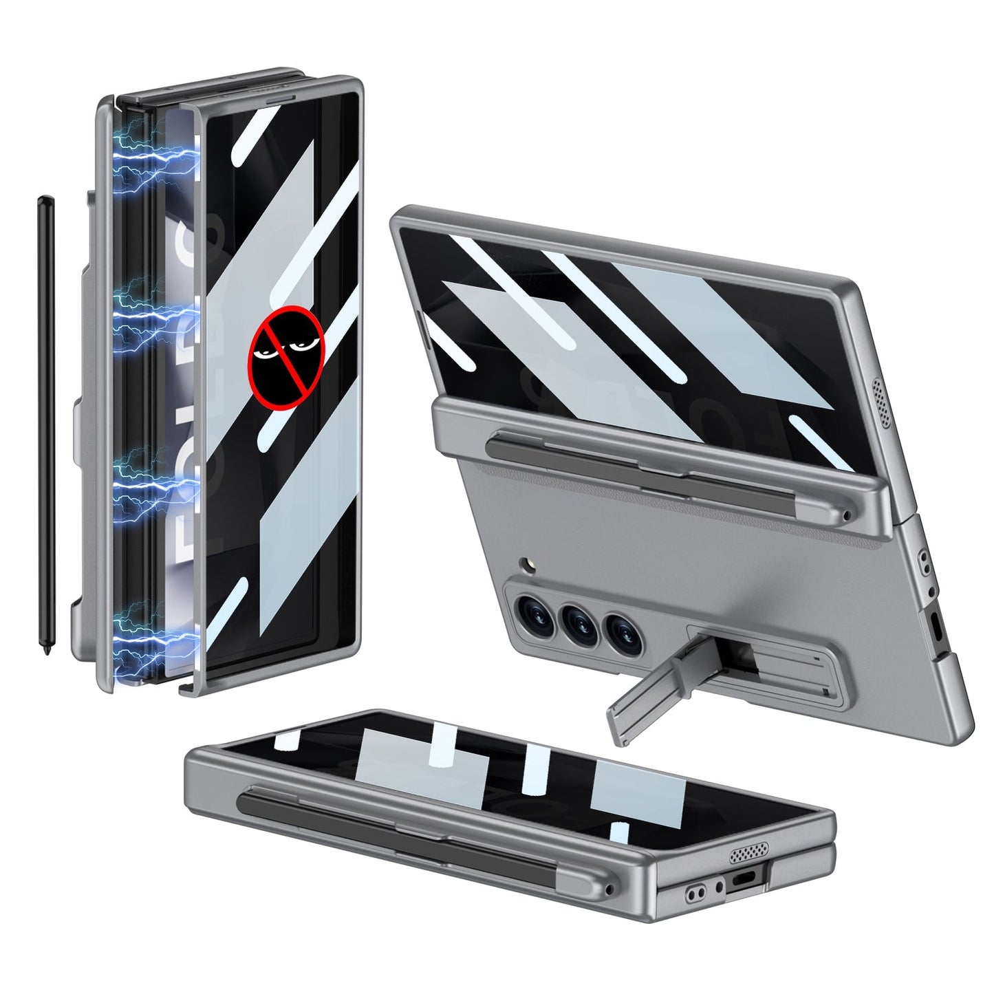 Magnetic Hinge Pen Slot Hidden Bracket All-included Case With Back Screen Protector For Galaxy Z Fold 7