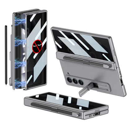 Magnetic Hinge Pen Slot Hidden Bracket All-included Case With Back Screen Protector For Galaxy Z Fold 7
