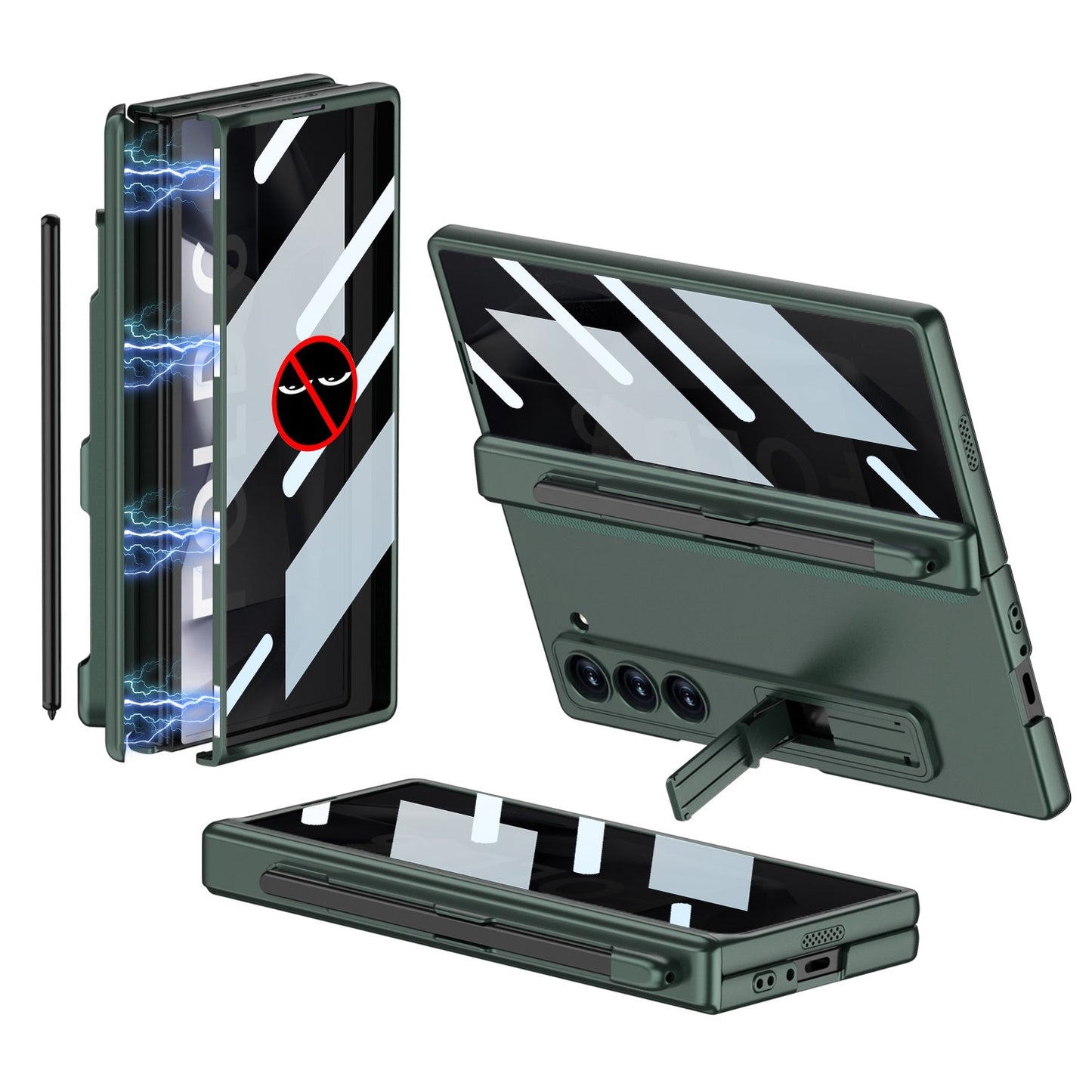 Magnetic Hinge Pen Slot Hidden Bracket All-included Case With Back Screen Protector For Galaxy Z Fold 7