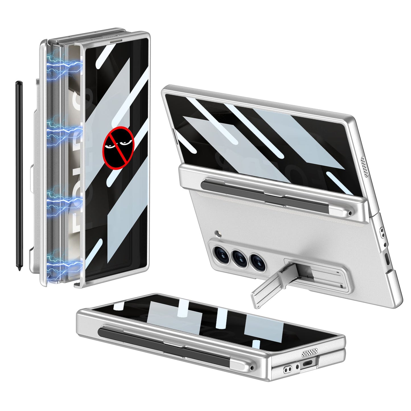Magnetic Hinge Pen Slot Hidden Bracket All-included Case With Back Screen Protector For Galaxy Z Fold 7