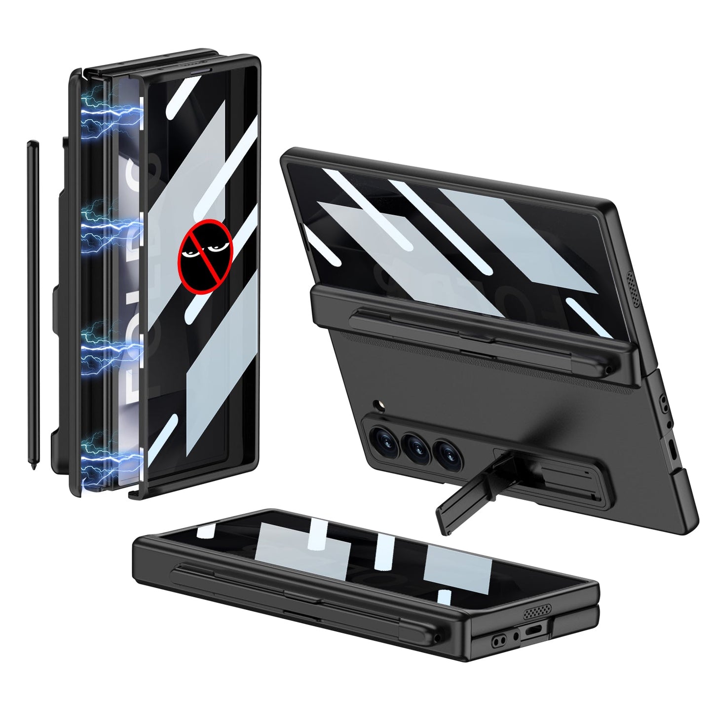 Magnetic Hinge Pen Slot Hidden Bracket All-included Case With Back Screen Protector For Galaxy Z Fold 7