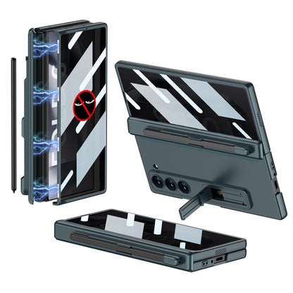 Magnetic Hinge Pen Slot Hidden Bracket All-included Case With Back Screen Protector For Galaxy Z Fold 7