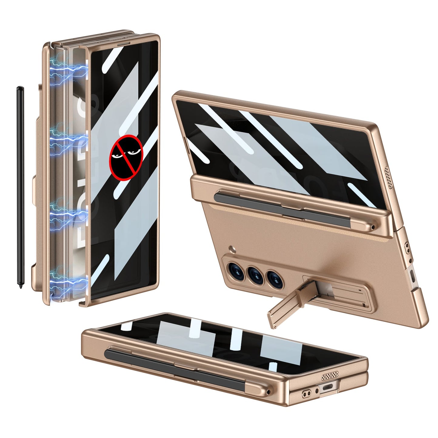Magnetic Hinge Pen Slot Hidden Bracket All-included Case With Back Screen Protector For Galaxy Z Fold 7