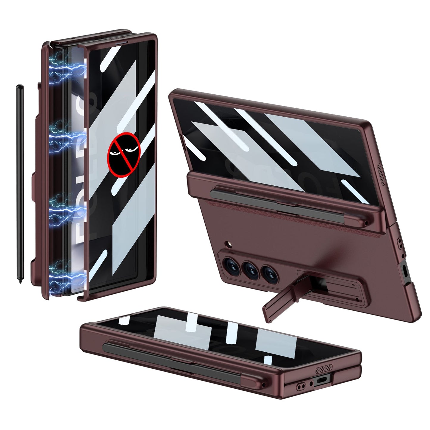 Magnetic Hinge Pen Slot Hidden Bracket All-included Case With Back Screen Protector For Galaxy Z Fold 7