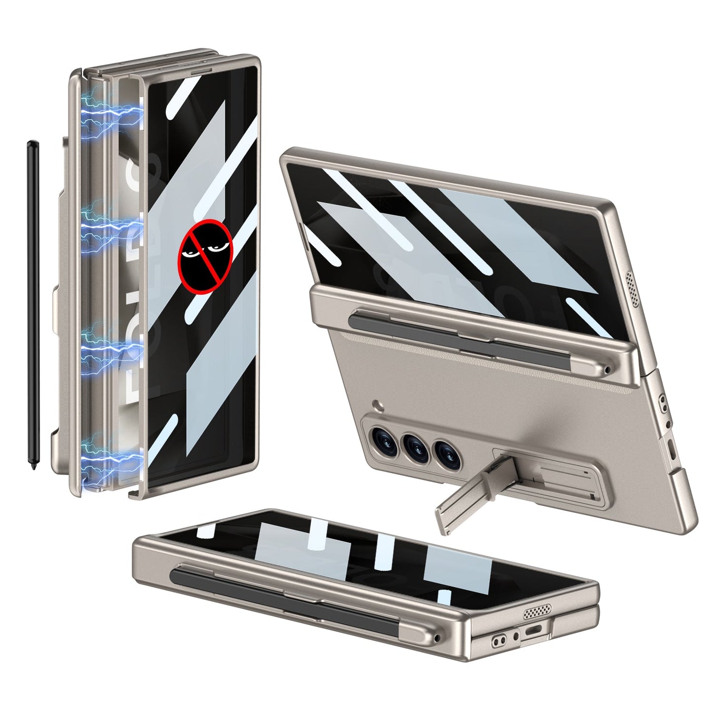 Magnetic Hinge Pen Slot Hidden Bracket All-included Case With Back Screen Protector For Galaxy Z Fold 7