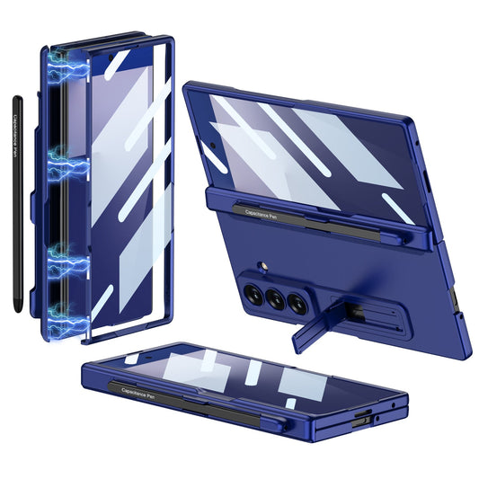 Magnetic Hinge Pen Slot Hidden Bracket All-included Case With Back Screen Protector For Galaxy Z Fold 7