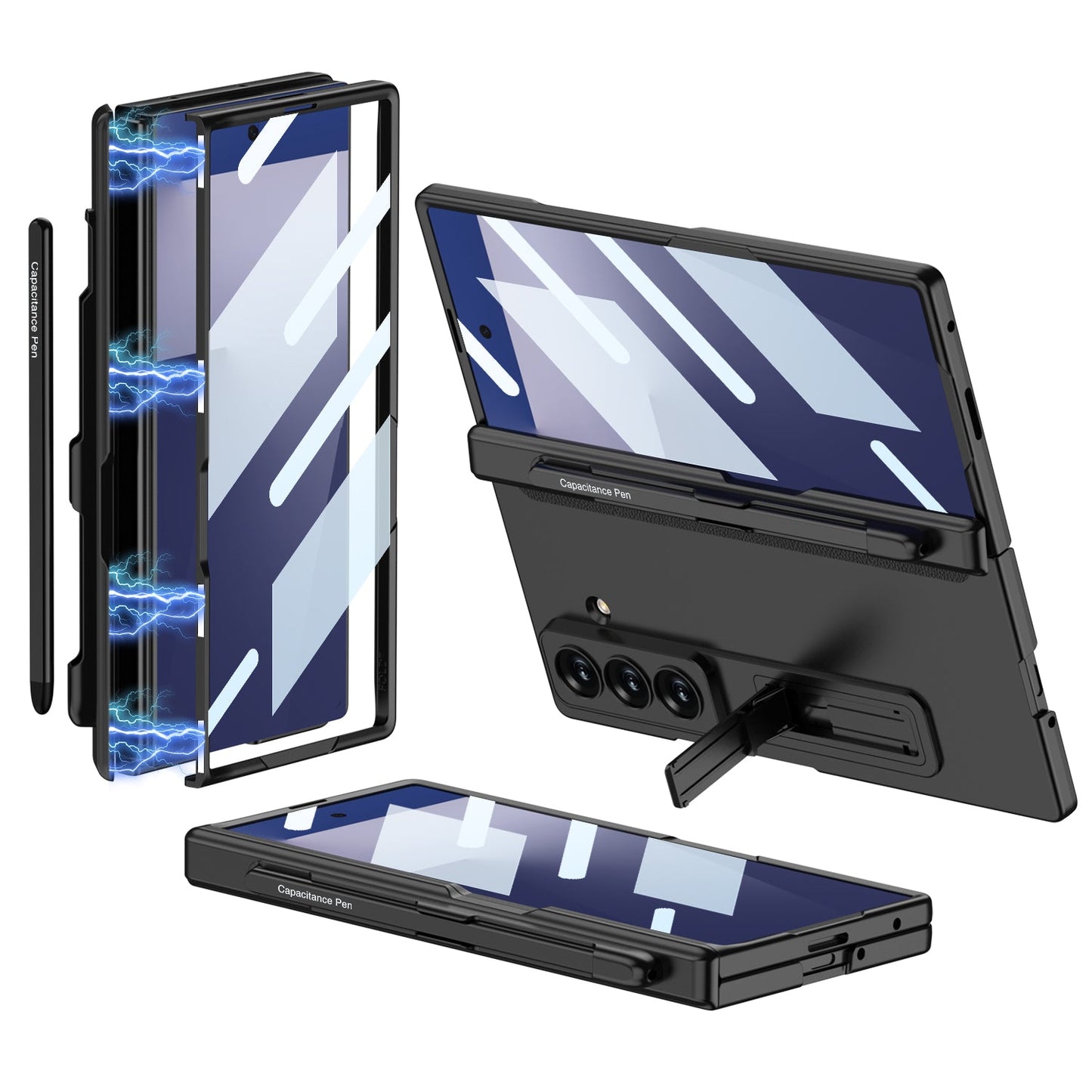 Magnetic Hinge Pen Slot Hidden Bracket All-included Case With Back Screen Protector For Galaxy Z Fold 7