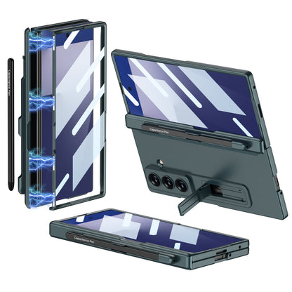 Magnetic Hinge Pen Slot Hidden Bracket All-included Case With Back Screen Protector For Galaxy Z Fold 7