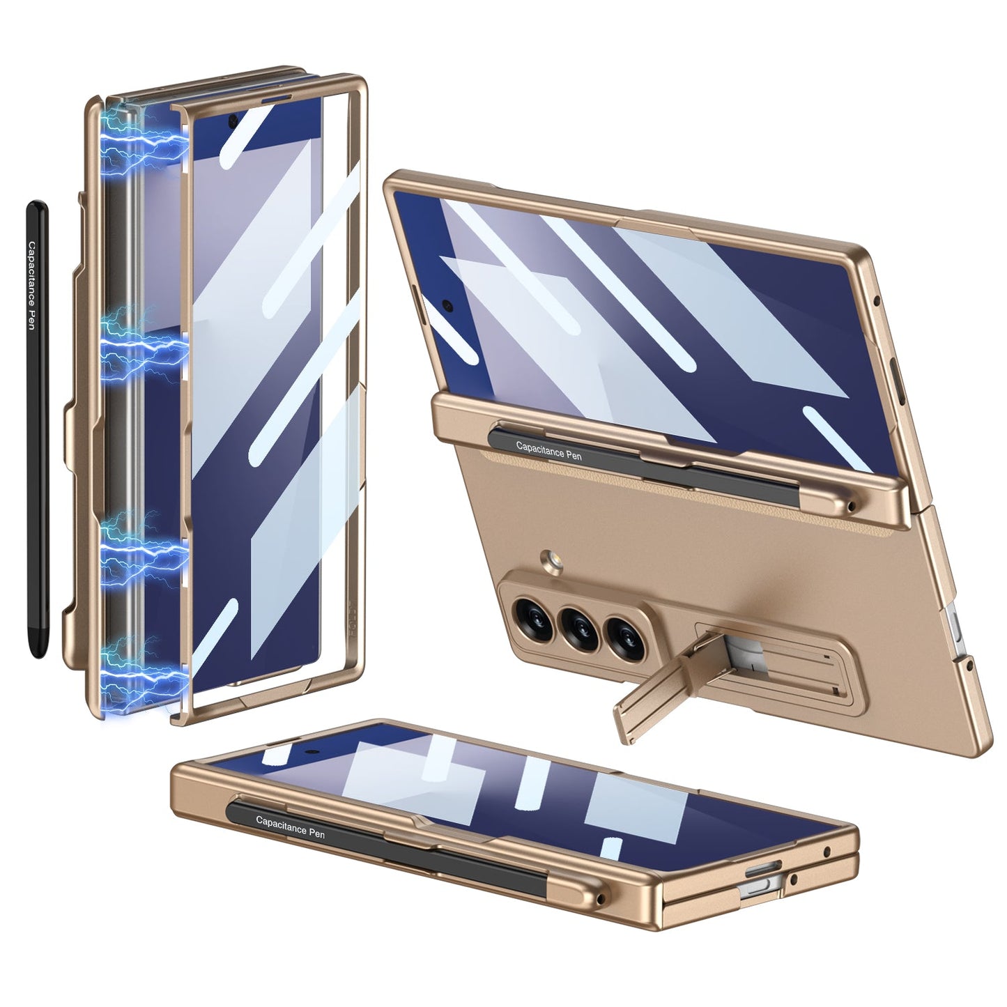 Magnetic Hinge Pen Slot Hidden Bracket All-included Case With Back Screen Protector For Galaxy Z Fold 7