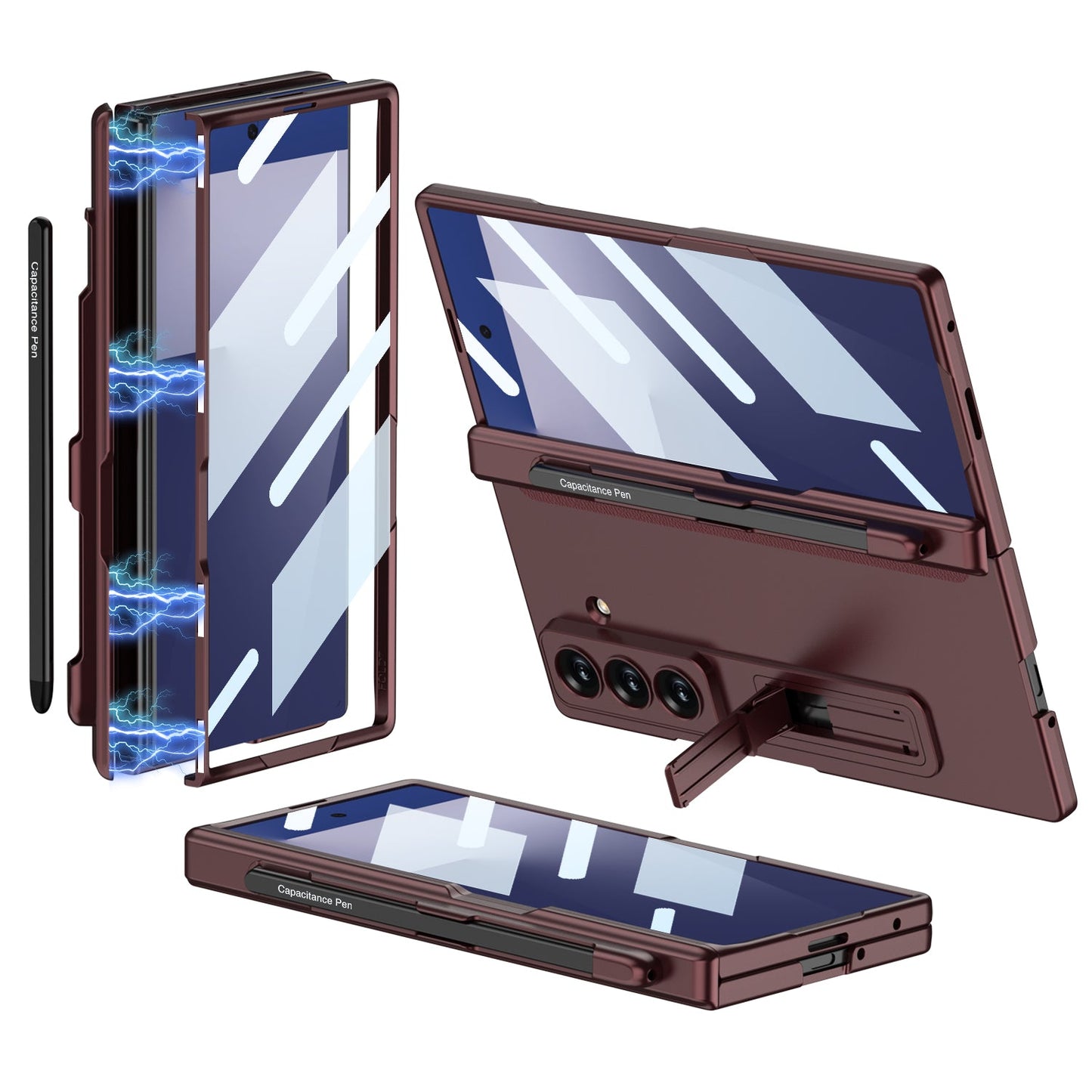 Magnetic Hinge Pen Slot Hidden Bracket All-included Case With Back Screen Protector For Galaxy Z Fold 7