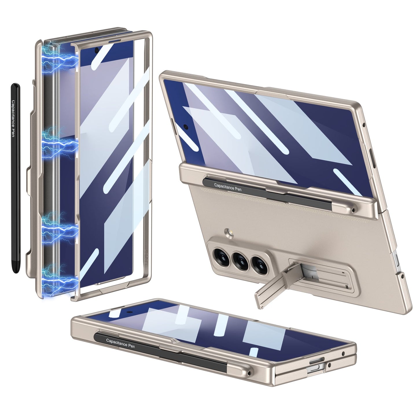 Magnetic Hinge Pen Slot Hidden Bracket All-included Case With Back Screen Protector For Galaxy Z Fold 7