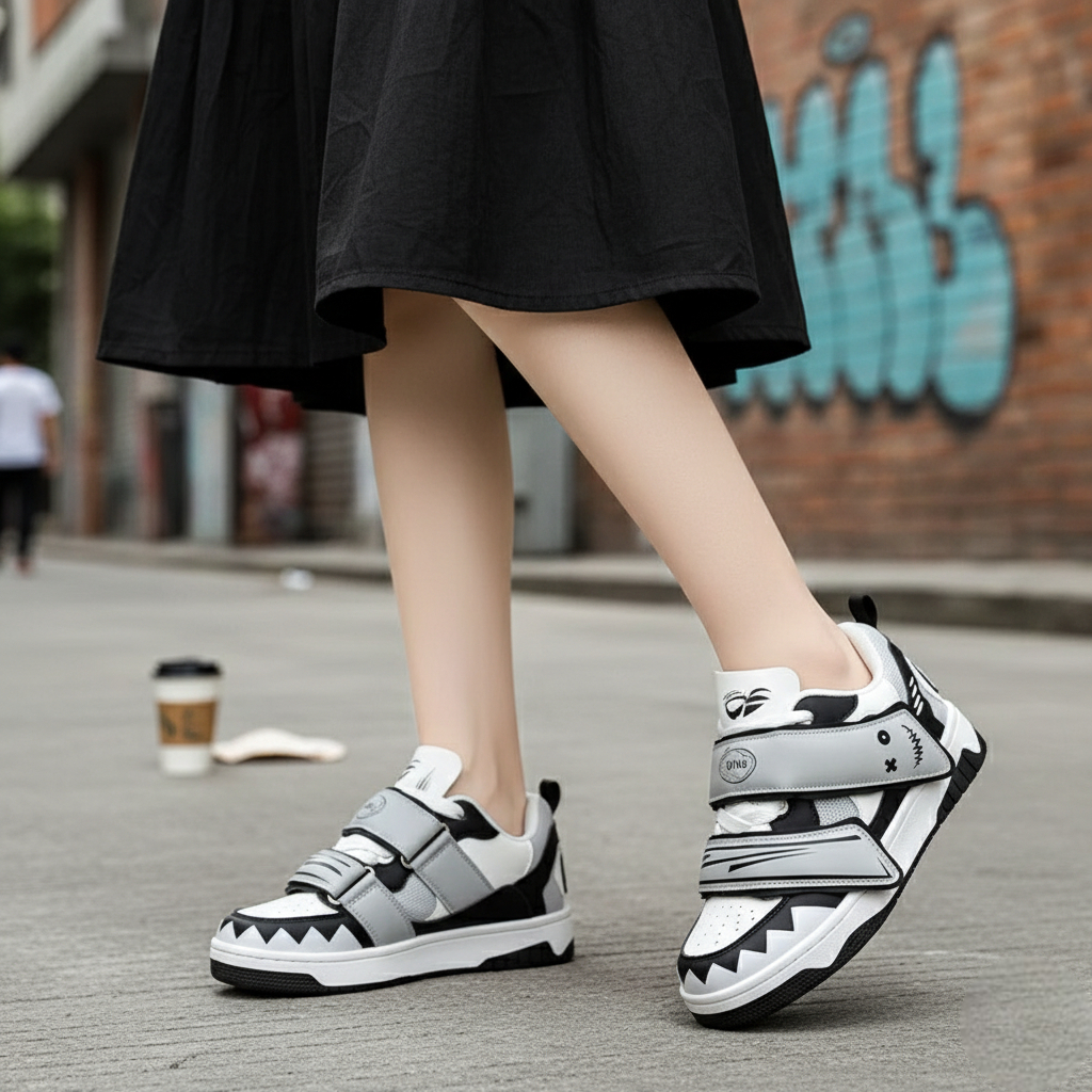 MonsterFlex™ Strap-Up Chunky Skate Sneaker – Graphic Street Platform