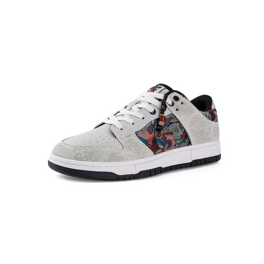 AEROVYNE™ Embroidered Low-Top Retro Sneaker – Artistic Panel Design