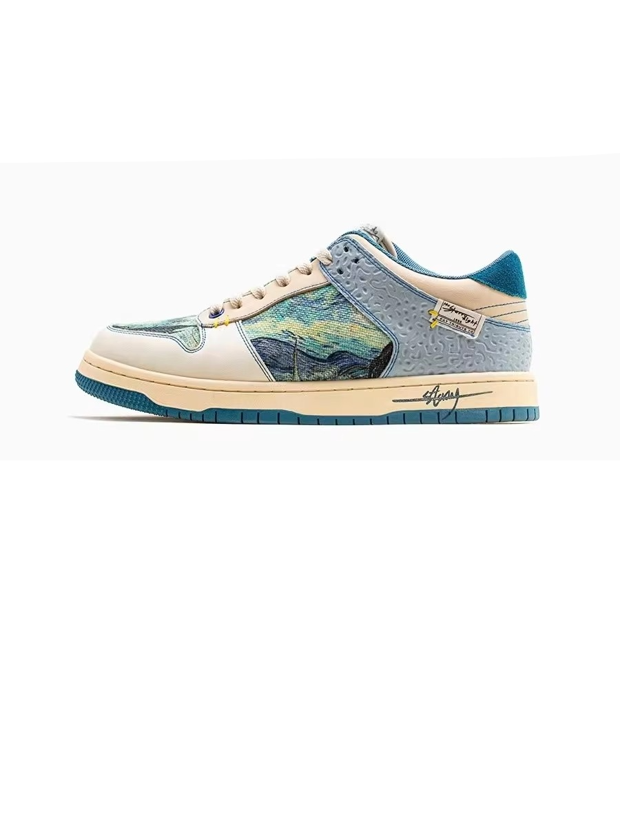 StarryWave™  Artistic Low-Top Sneaker – Hand-Painted Canvas Style