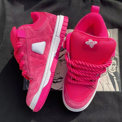 LuminoCraft™ NeonDenim Fusion Sneaker – Bold Patterned Street Platform Shoe