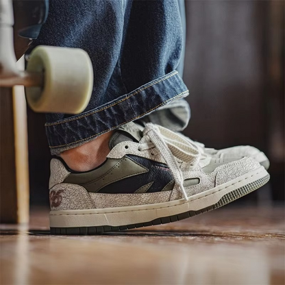 Valterra™ RetroBlock Cracked-Texture Skate Sneaker – Chunky Casual Low-Top