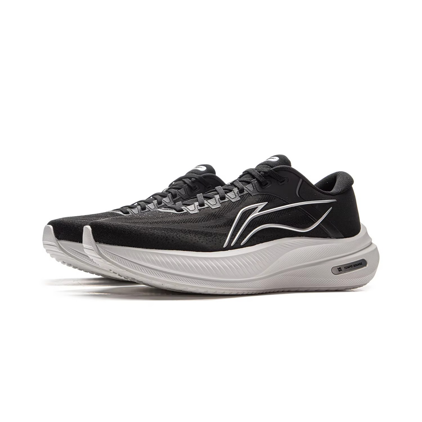 AeroStride™ Tempo Bounce Cushion Running Shoes – All-Black Reflective Performance Sneakers