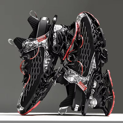 Voltech™ HyperFrame High-Cut Tech Sneakers – Futuristic Cushion Running Shoes for Men