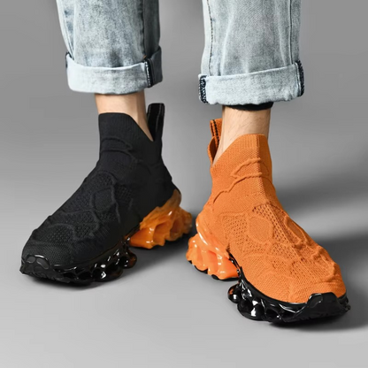 Voltech™ HyperFrame High-Cut Tech Sneakers – Futuristic Cushion Running Shoes for Men