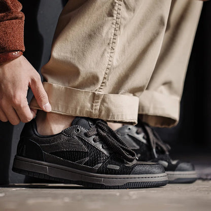 VIRIDIAN SNEAKER CO. – “Black Mamba” Textured Low-Top Retro Trainer