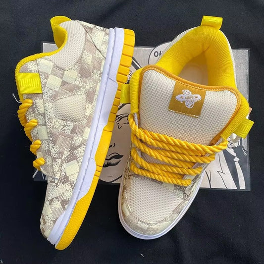 Ravexa™ StreetCore Rope-Lace Mixed-Material Skate-Style Sneakers