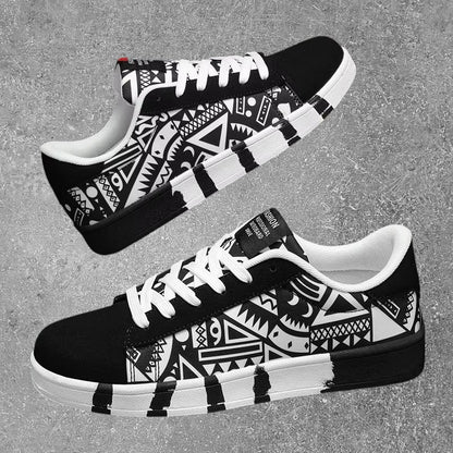 VYRO™ GeoCanvas Retro Art Skate Sneakers | Colorful Geometric Canvas Shoes