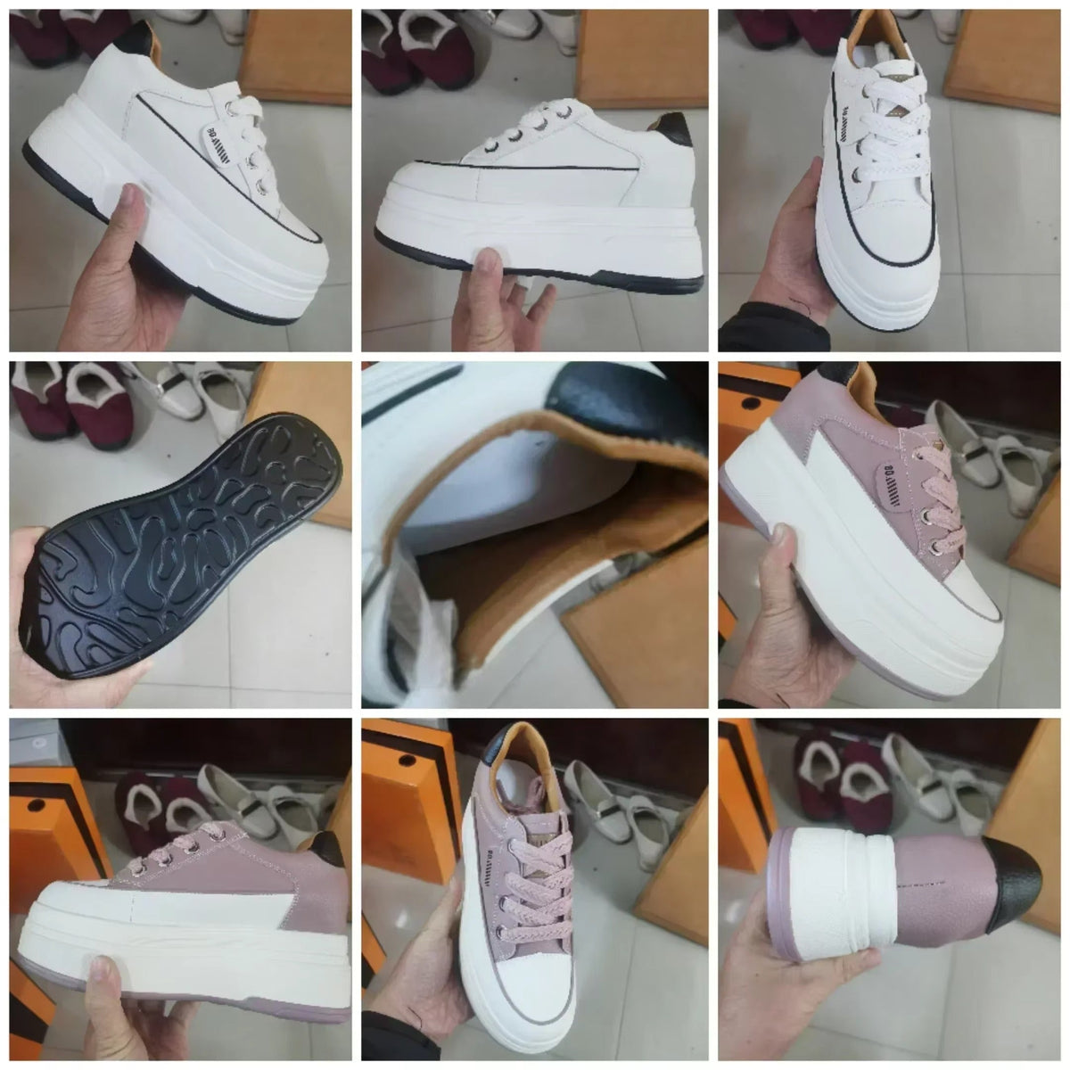 Women’s 9cm Platform Leather Sneakers | Chunky Height-Boost Casual Shoes