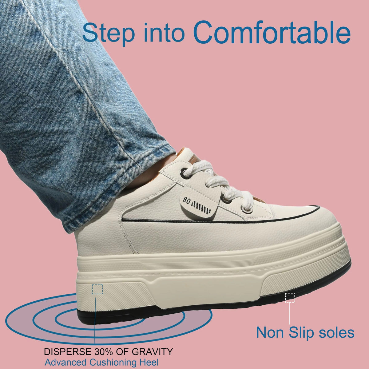 Women’s 9cm Platform Leather Sneakers | Chunky Height-Boost Casual Shoes