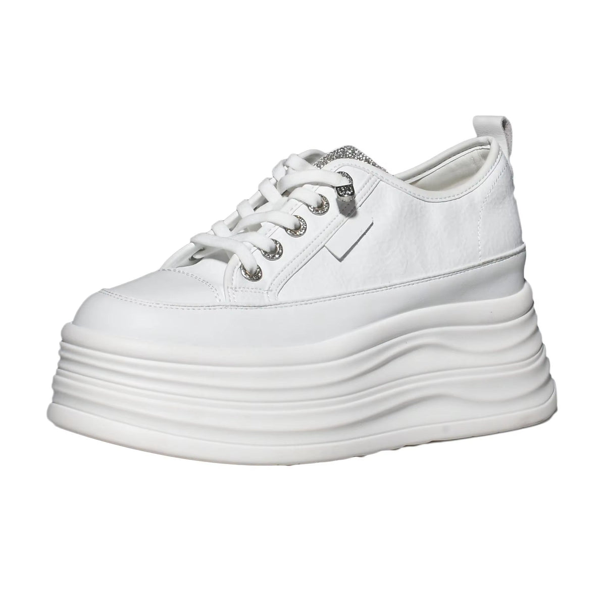 Women’s 9cm Platform Leather Sneakers | Chunky Height-Boost Casual Shoes