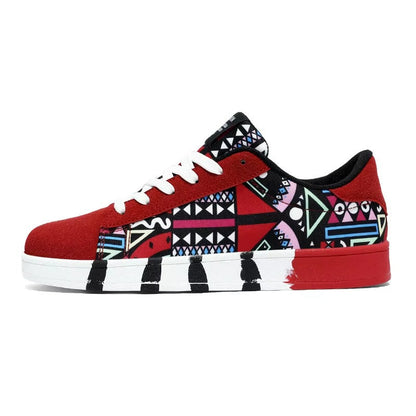 VYRO™ GeoCanvas Retro Art Skate Sneakers | Colorful Geometric Canvas Shoes