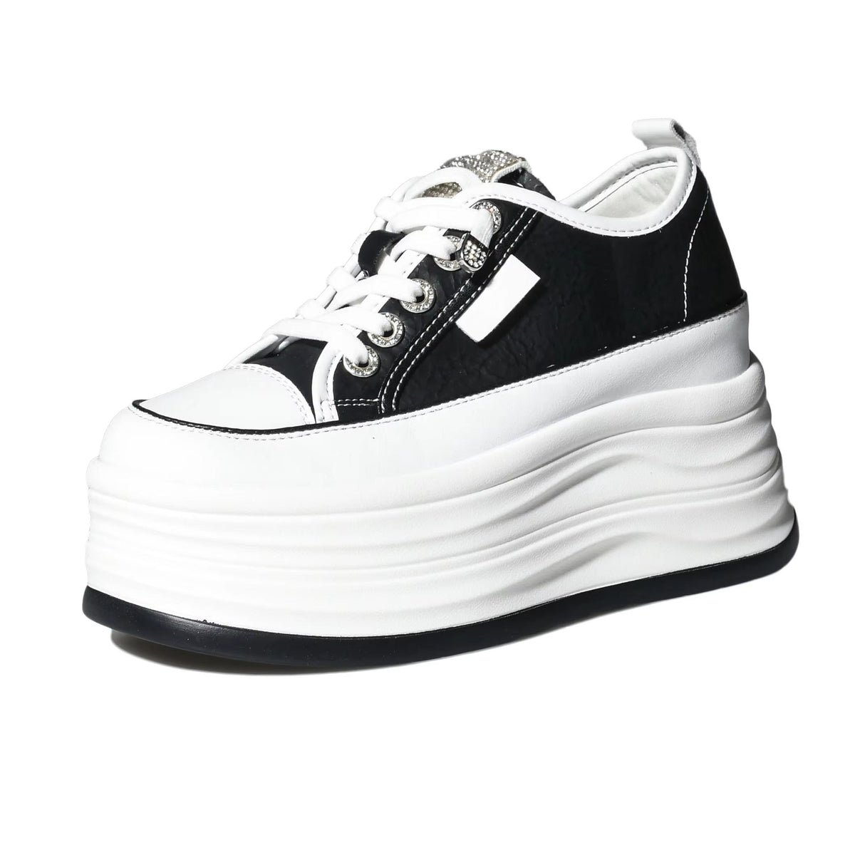 Women’s 9cm Platform Leather Sneakers | Chunky Height-Boost Casual Shoes